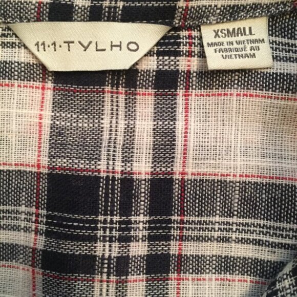 11•1•TYLHO ANTHROPOLOGIE DRESS BLACK WHITE PLAID SHIRT STYLE Size XS - Picture 6 of 7